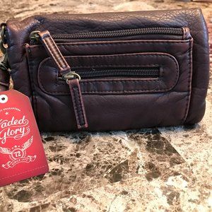 NEW/FADED GLORY washed pebble deluxe clutch brown